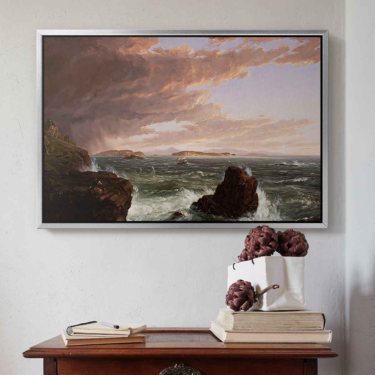 Views Across Frenchman's Bay from Mt. Desert Island, After a Squall, 1845 - Floater Framed Canvas Print