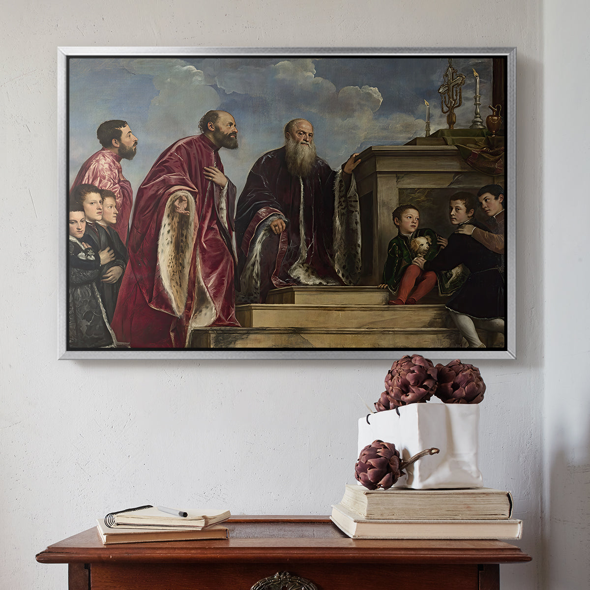 The Vendramin Family Venerating a Relic of the True Cross, c. 1540-1545 - Floater Framed Canvas Print
