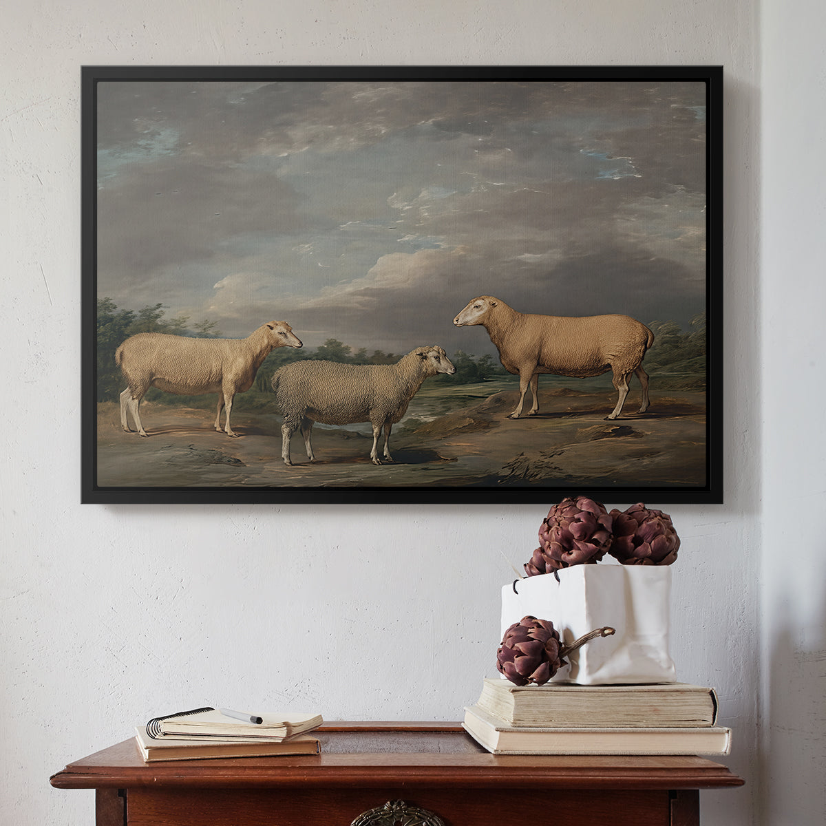 Ryelands Sheep, the King's Ram, the King's Ewe and Lord Somerville's Wether, c. 1801-1807 - Floater Framed Canvas Print