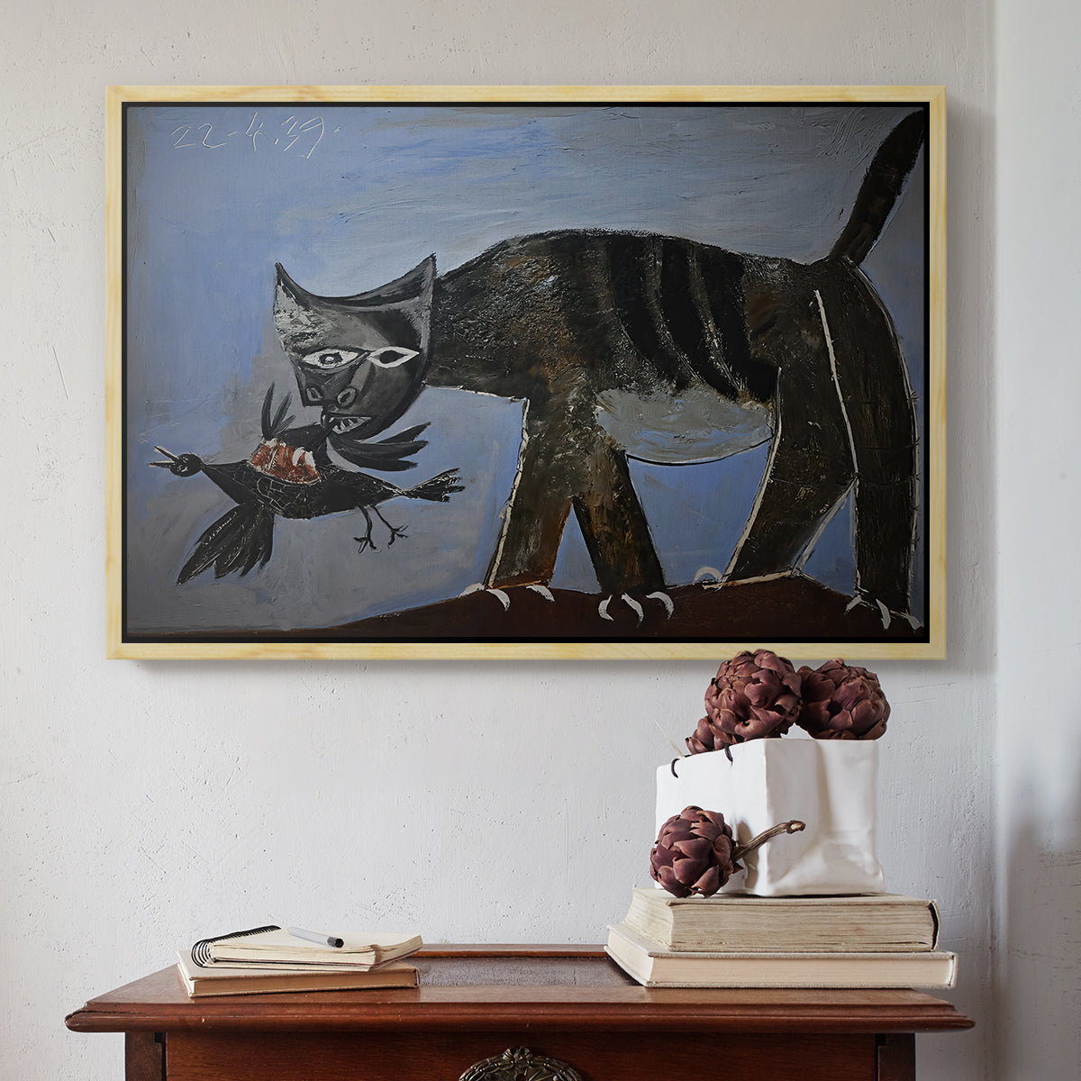 Cat Catching a Bird, 1939 - Floater Framed Canvas Print