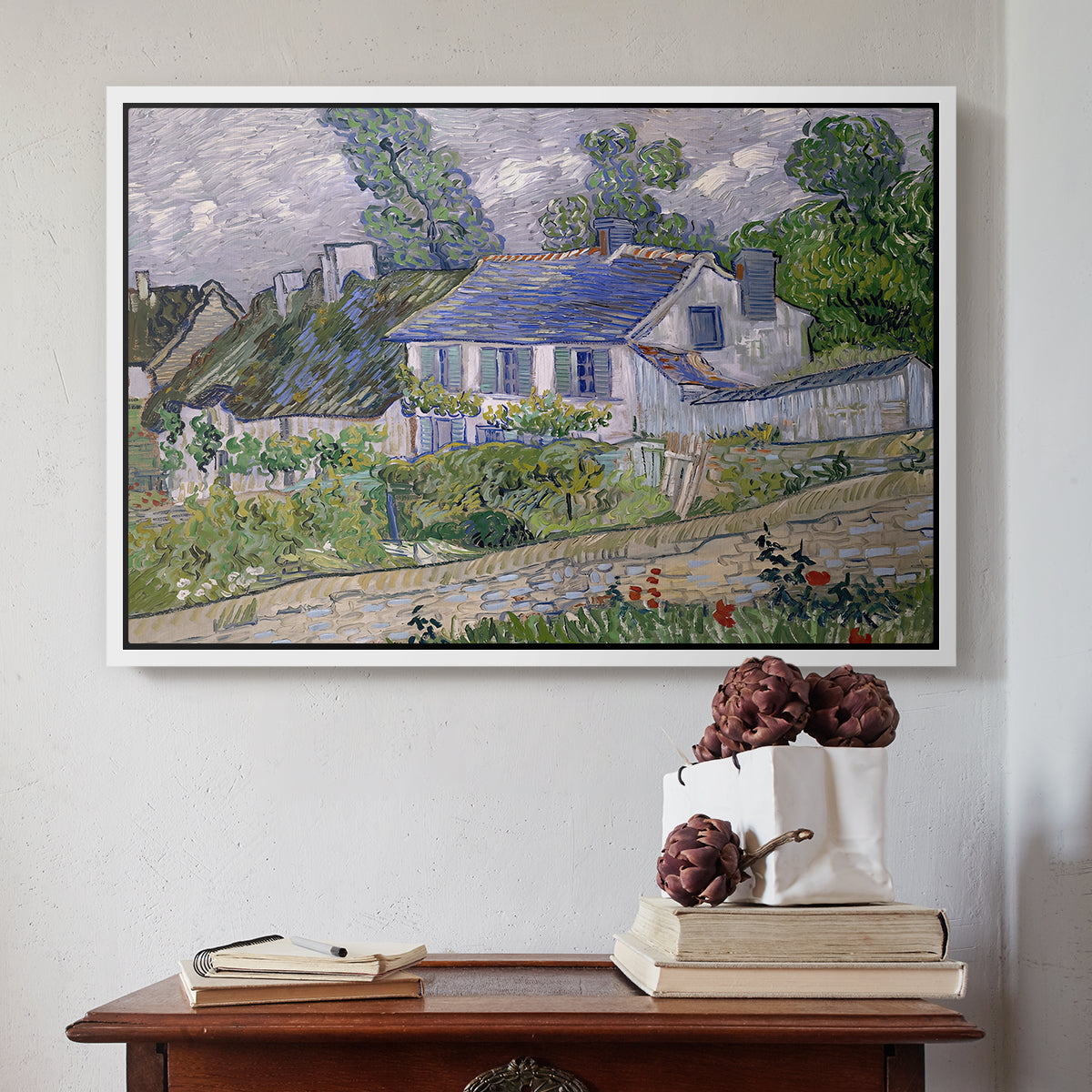 Houses in Auvers, 1890 - Floater Framed Canvas Print