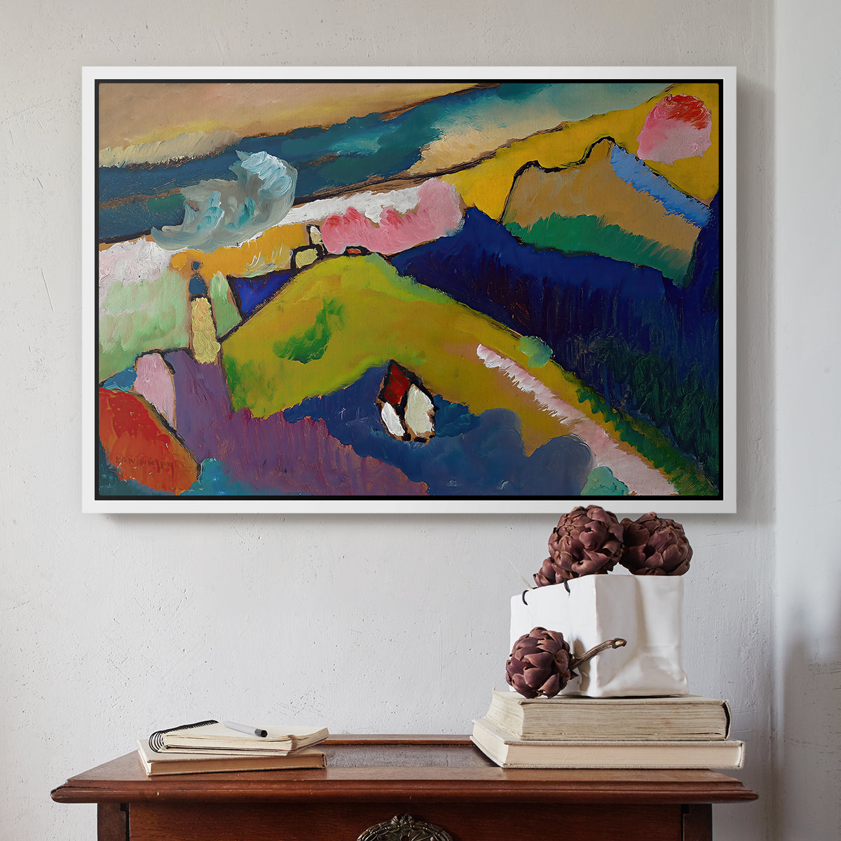 Murnau Mountain Landscape with Church, 1910 - Floater Framed Canvas Print