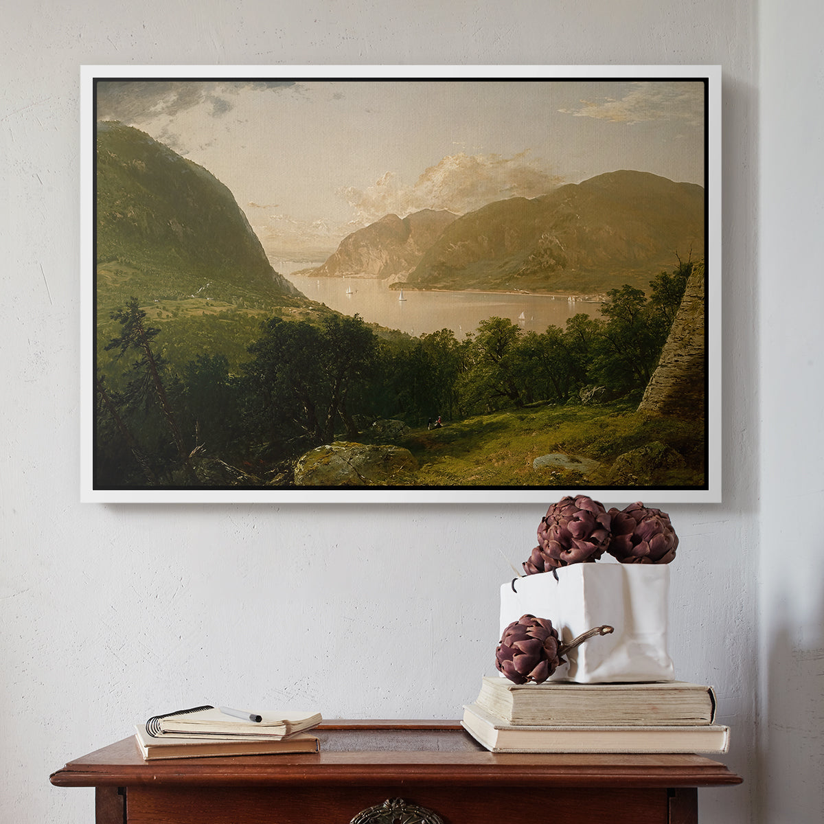 Hudson River Scene, 1857 - Floater Framed Canvas Print