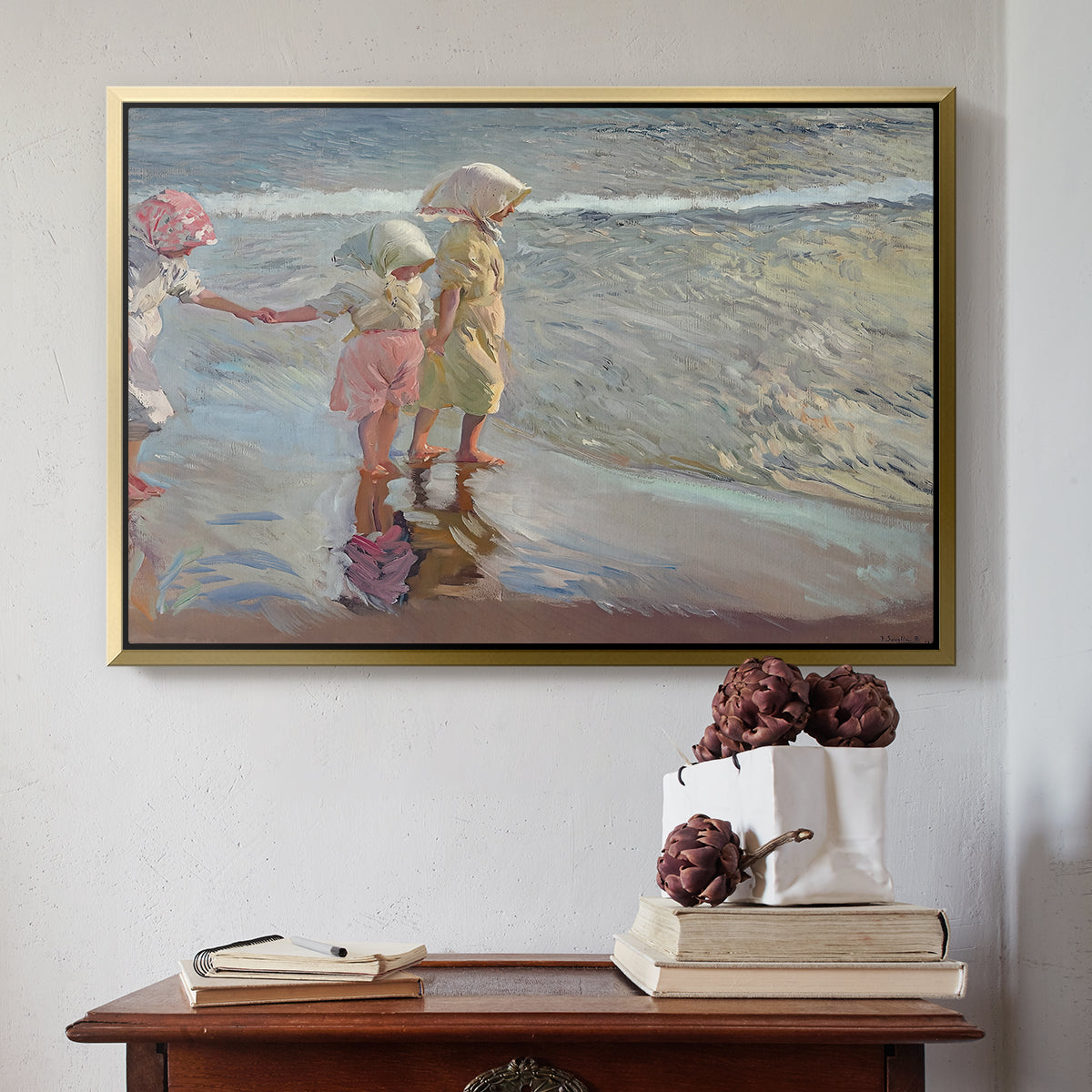 The Three Sisters on the Beach, 1908 - Floater Framed Canvas Print
