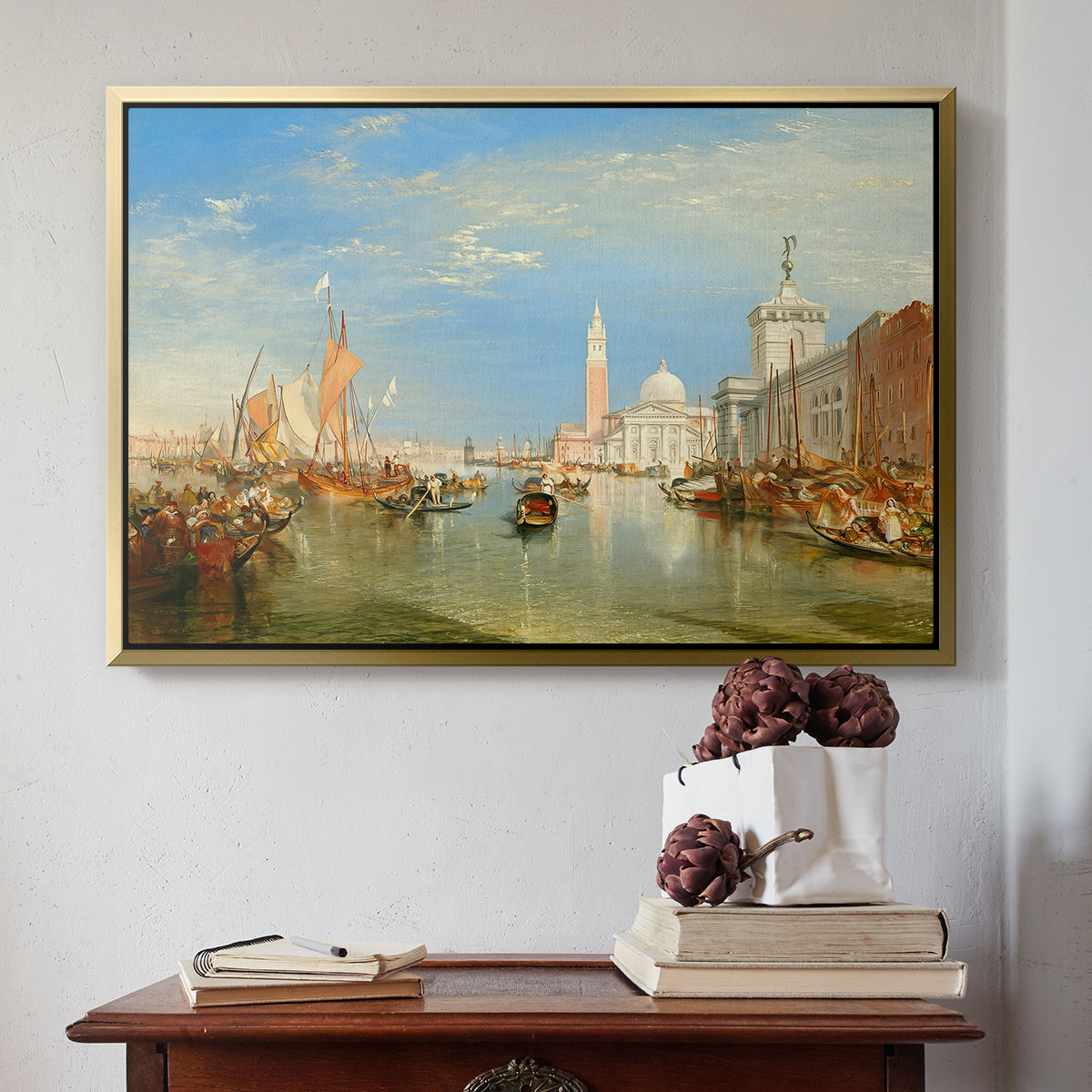 Venice: The Dogana and San Giorgio Maggiore, 1834 - Floater Framed Canvas Print