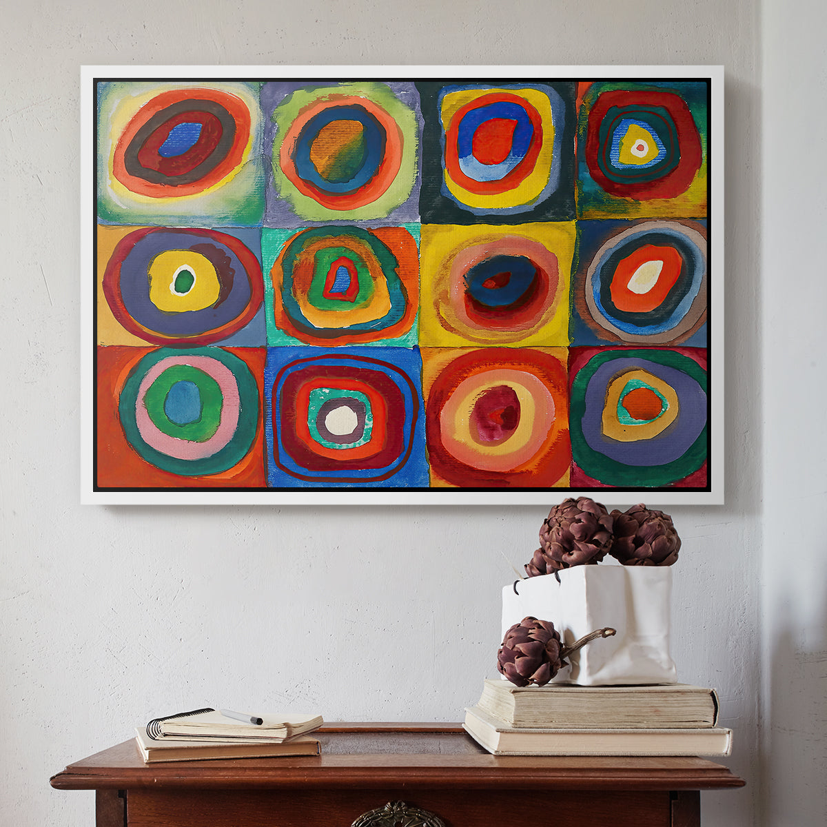 Color Study: Squares with Concentric Circles, 1913 - Floater Framed Canvas Print