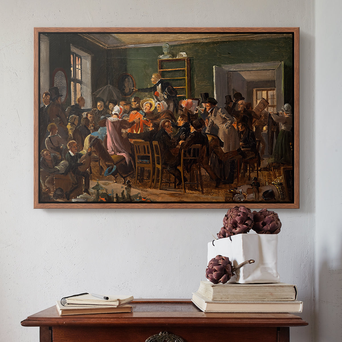An Auction Scene, 1835 - Floater Framed Canvas Print