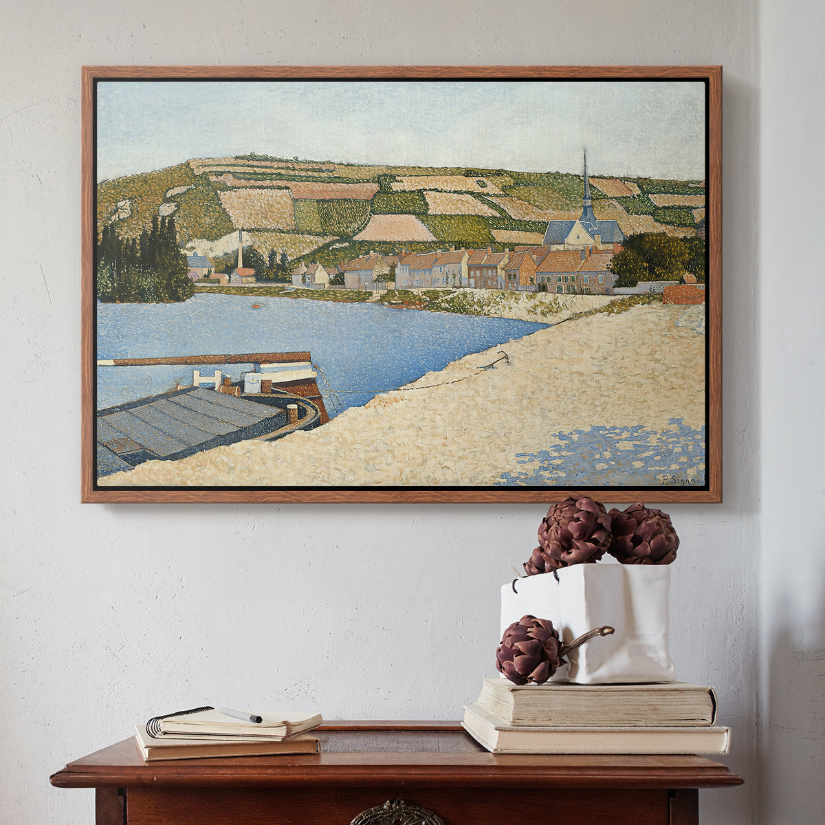 The Riverbank, Les Andelys, 1886 - Floater Framed Canvas Print