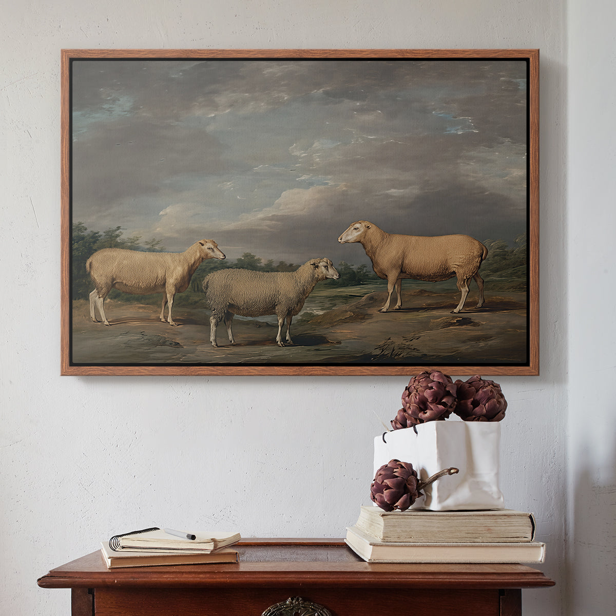 Ryelands Sheep, the King's Ram, the King's Ewe and Lord Somerville's Wether, c. 1801-1807 - Floater Framed Canvas Print