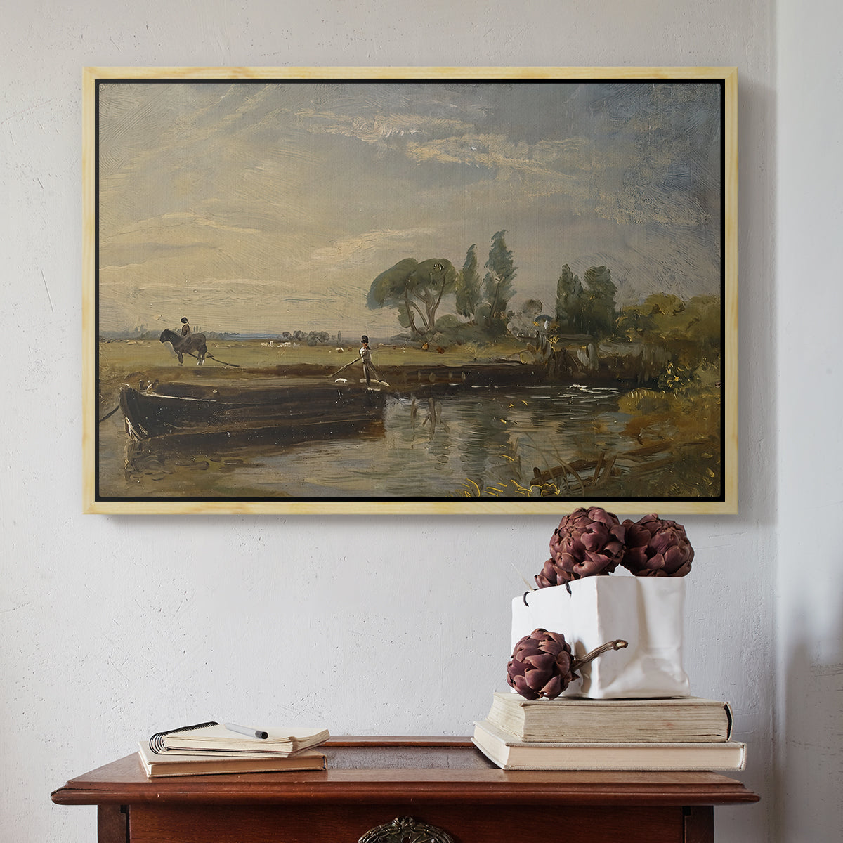 Barge below Flatford Lock, c. 1810 - Floater Framed Canvas Print