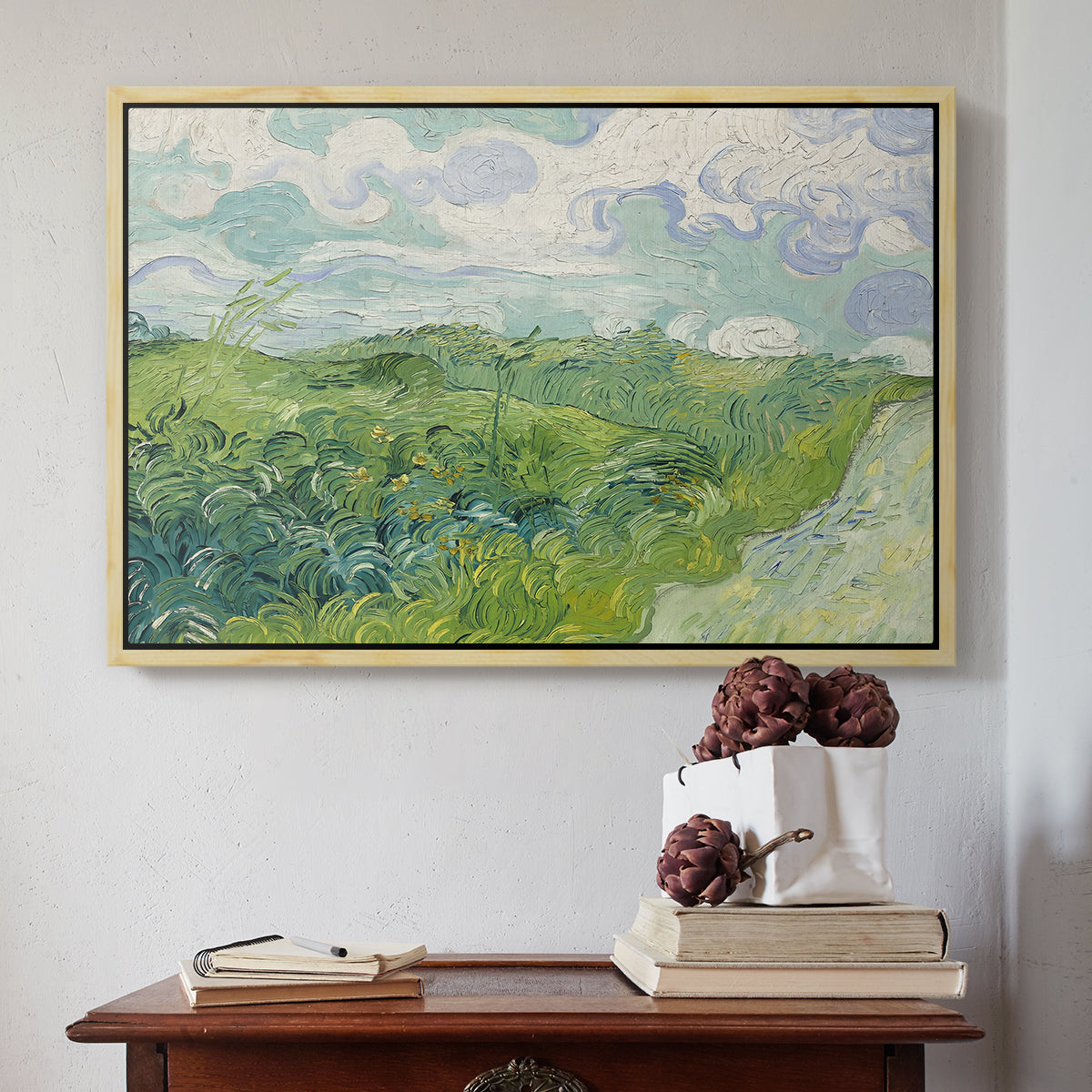 Green Wheat Field, Auvers, 1890 - Floater Framed Canvas Print