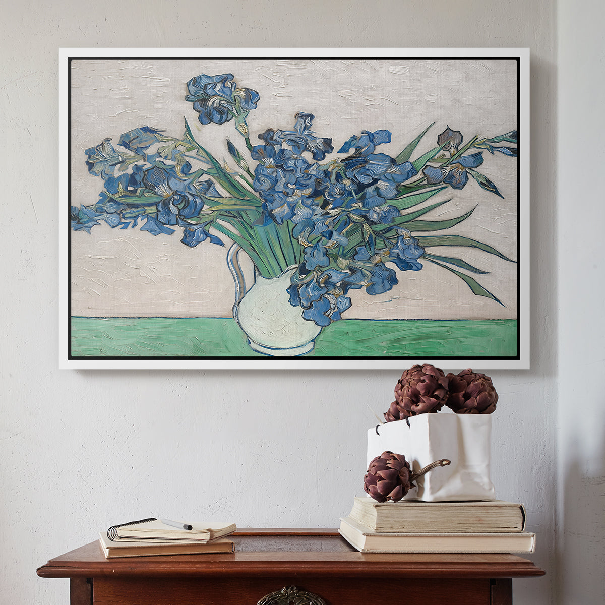 Irises, 1890 - Floater Framed Canvas Print