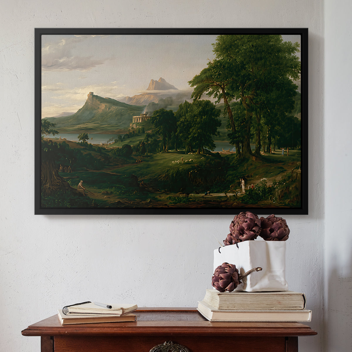 The Course of Empire: The Arcadian or Pastoral State, 1834 - Floater Framed Canvas Print