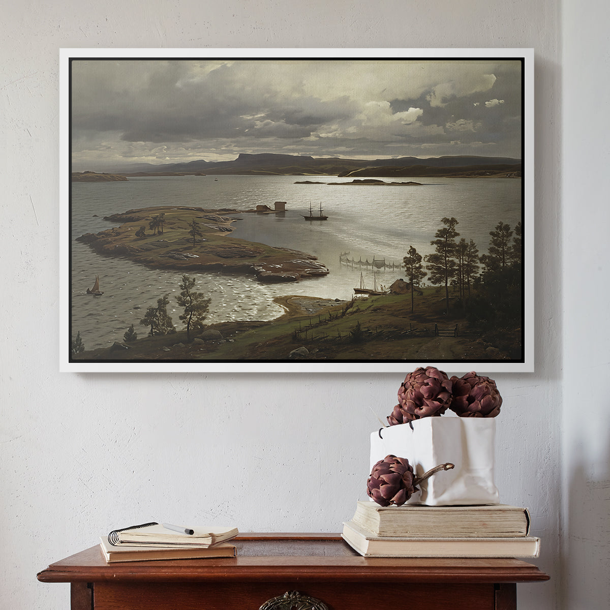 The Fjord at Sandviken (Sandviksfjorden), 1879 - Floater Framed Canvas Print