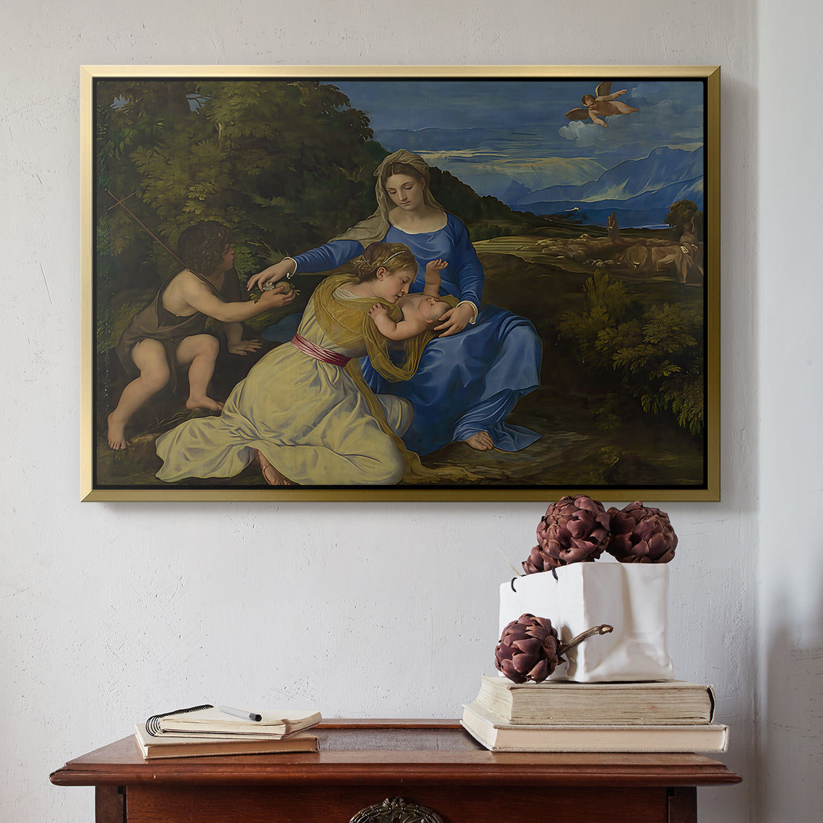 The Aldobrandini Madonna, 1532 - Floater Framed Canvas Print