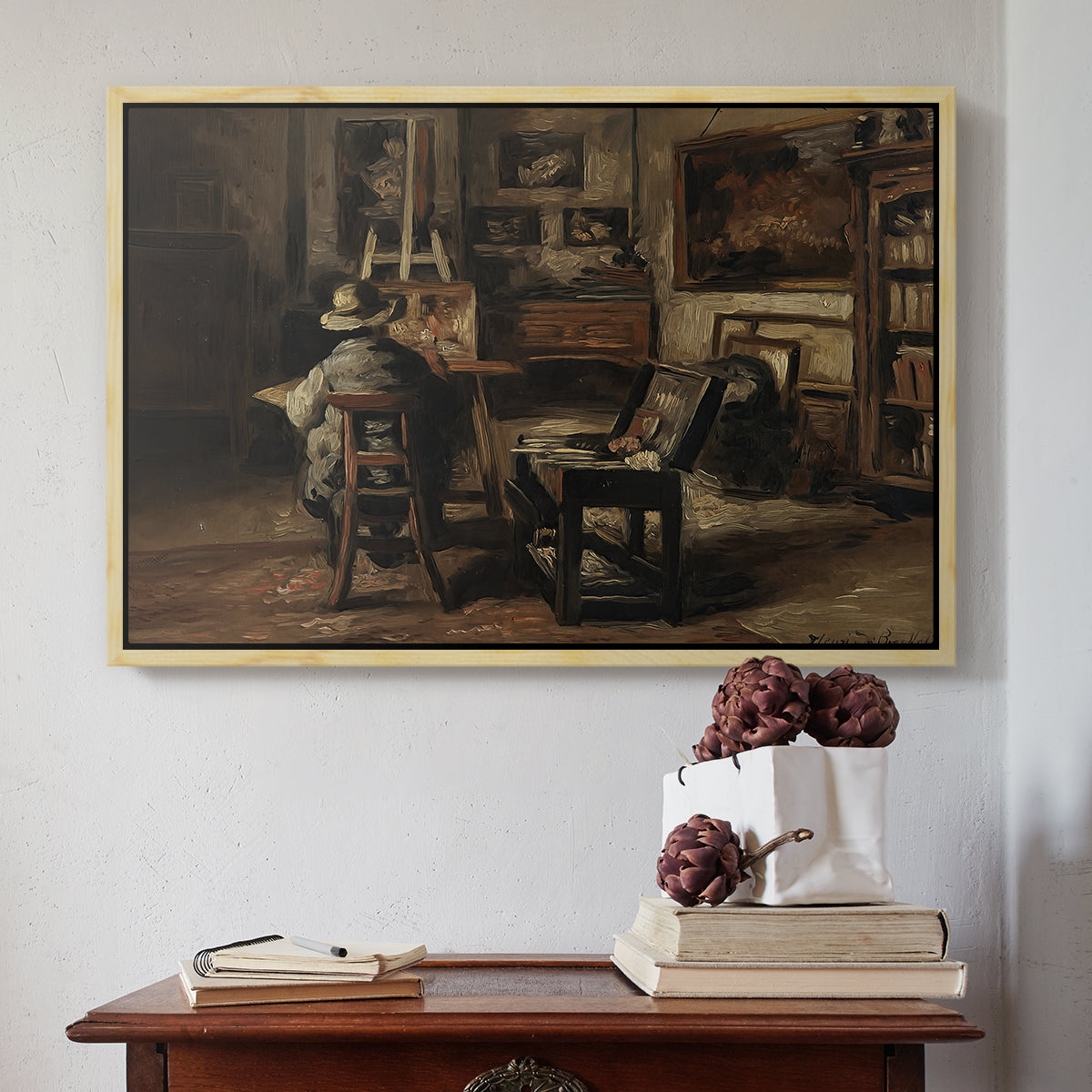 The Studio of Ferdinand De Braekeleer I, Father of the Painter, c. 1873-1885 - Floater Framed Canvas Print