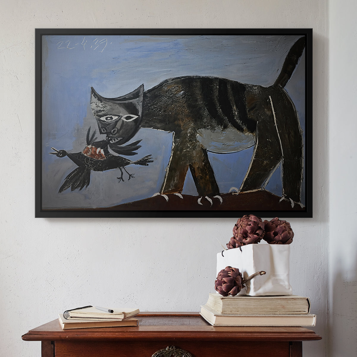Cat Catching a Bird, 1939 - Floater Framed Canvas Print