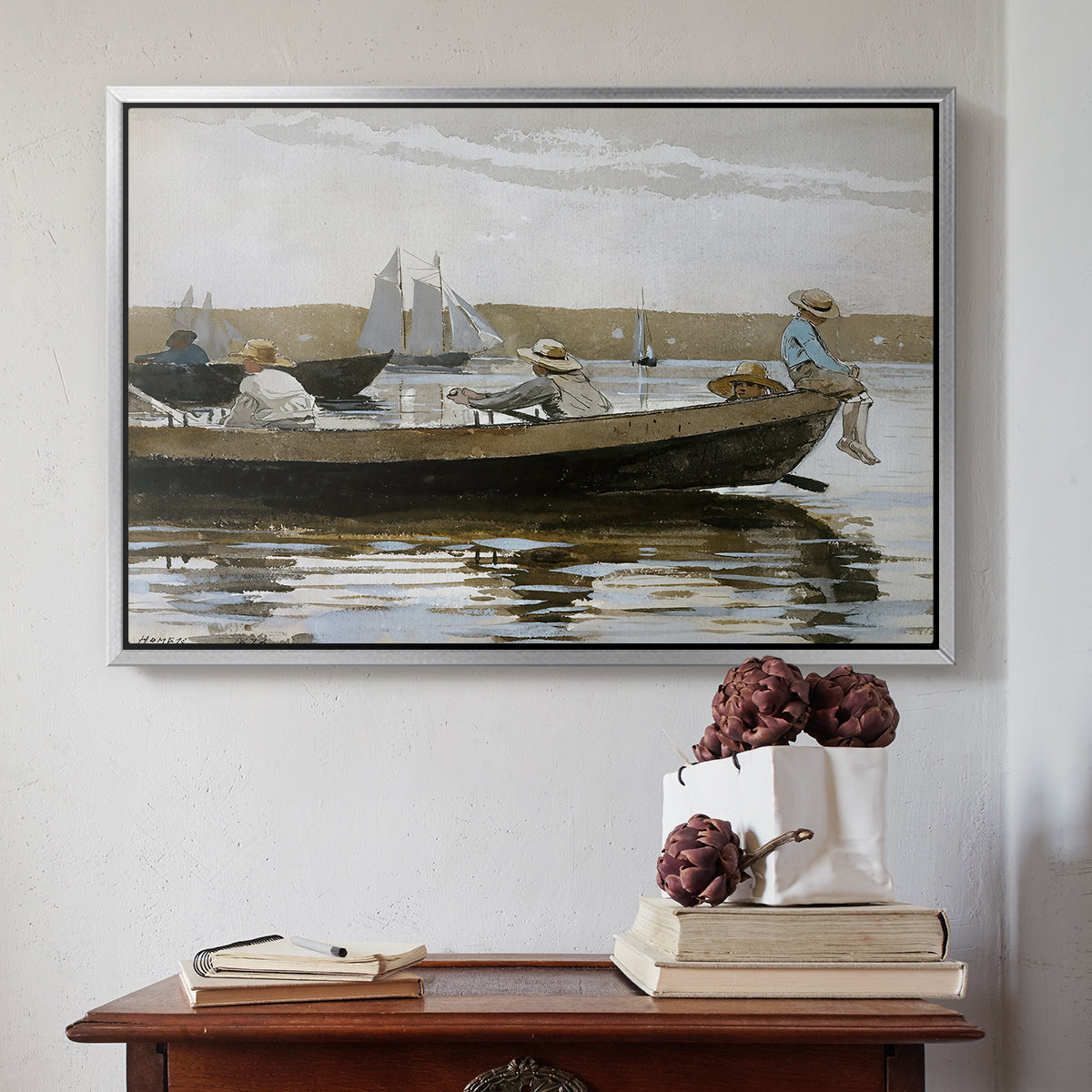 Boys in a Dory, 1873 - Floater Framed Canvas Print
