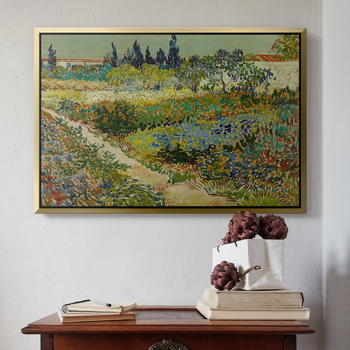 Garden at Arles, 1888 - Floater Framed Canvas Print