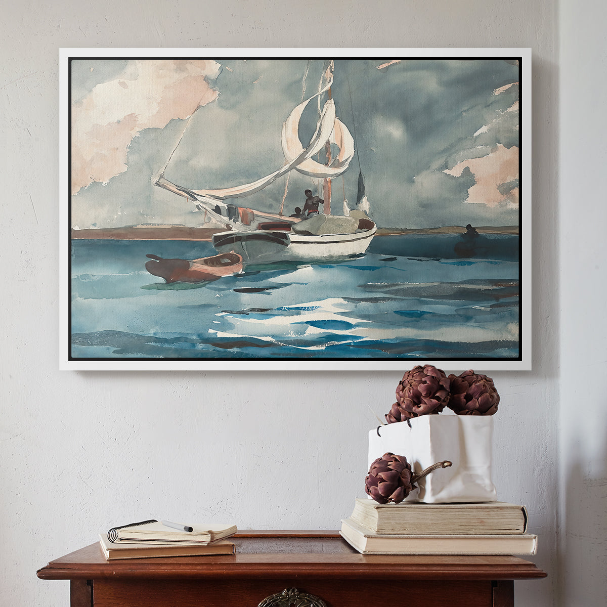 Sloop, Nassau, 1899 - Floater Framed Canvas Print
