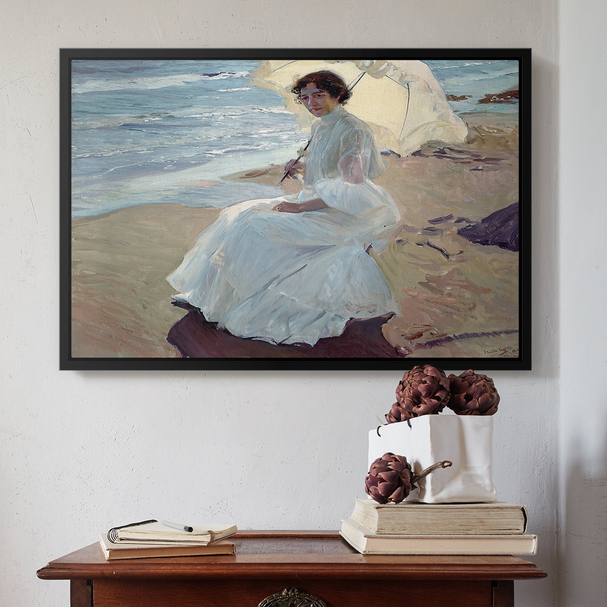 Clotilde on the Beach, 1904 - Floater Framed Canvas Print