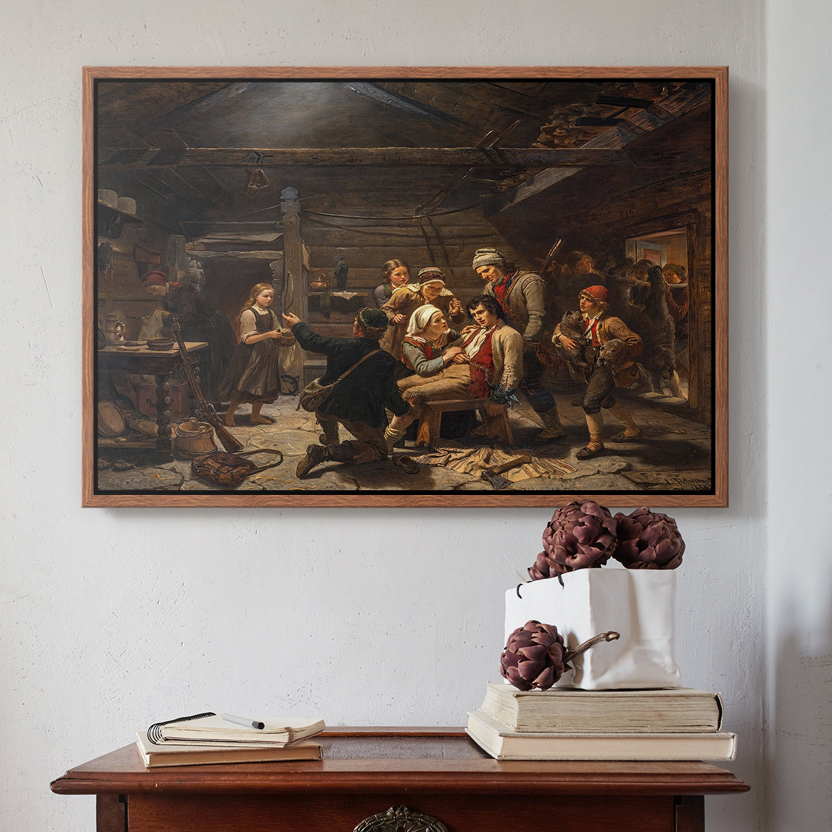 The Return of the Bear Hunter, 1856 - Floater Framed Canvas Print