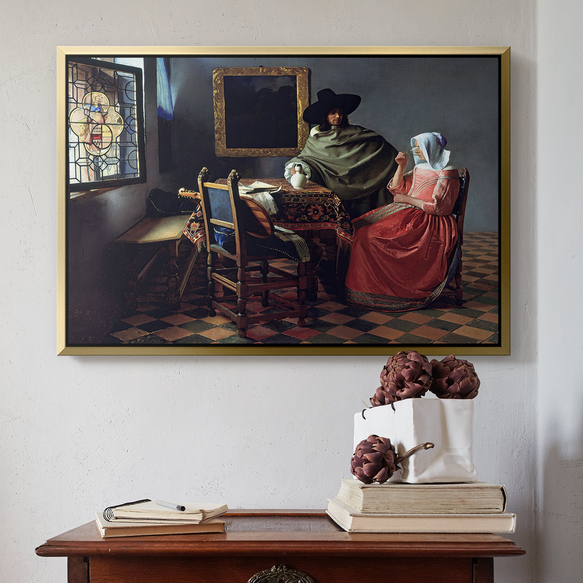 The Glass of Wine, c. 1660 - Floater Framed Canvas Print