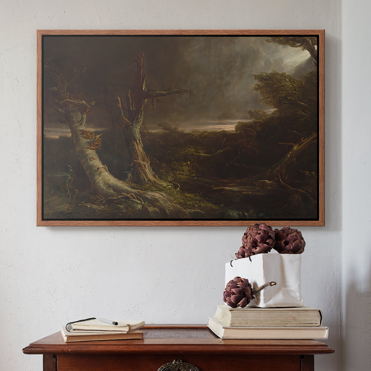 Tornado in an American Forest, 1835 - Floater Framed Canvas Print