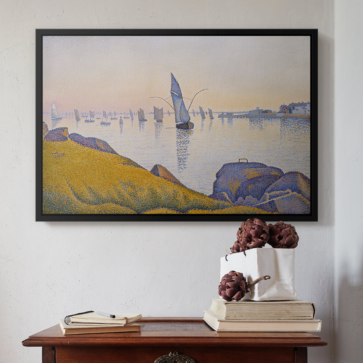 Evening Calm, Concarneau, Opus 220, 1891 - Floater Framed Canvas Print