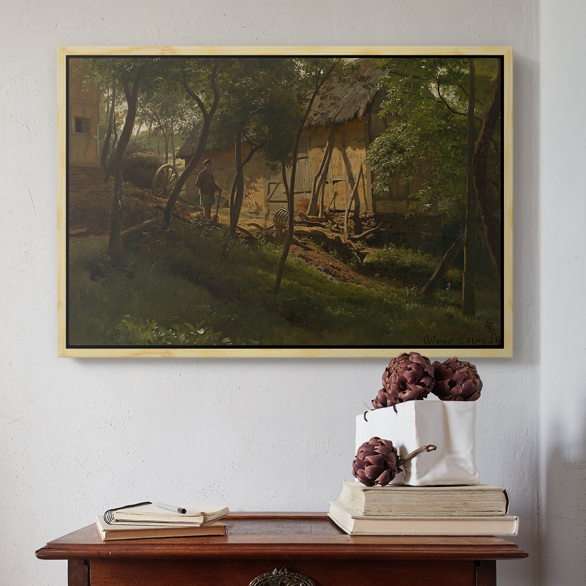 German Farm, 1859 - Floater Framed Canvas Print