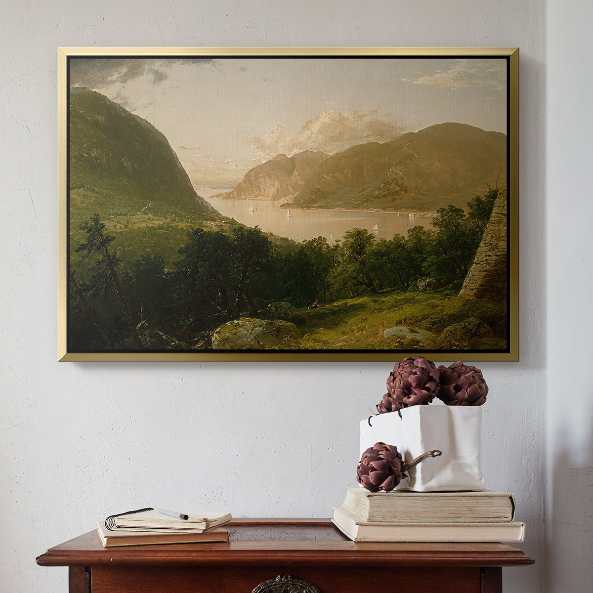 Hudson River Scene, 1857 - Floater Framed Canvas Print