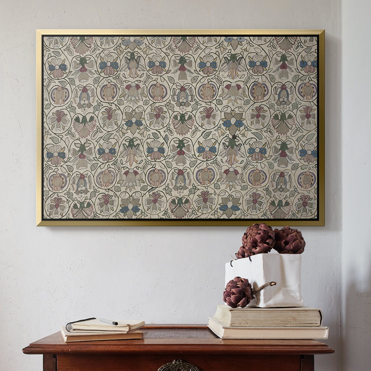 Long Cushion Cover (Printed Textile), c. 1600 - Floater Framed Canvas Print