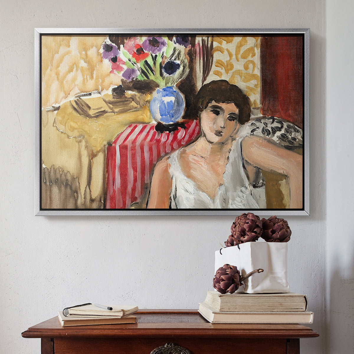 Woman Seated in an Armchair, c. 1920 - Floater Framed Canvas Print