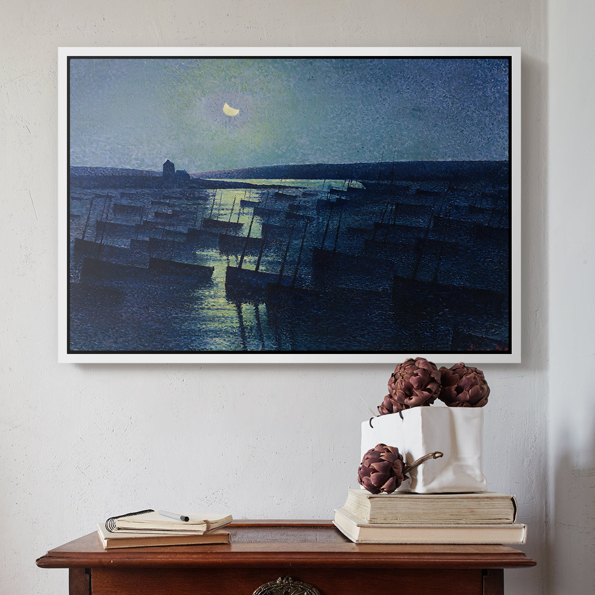 Camaret, Moonlight and Fishing Boats, 1894 - Floater Framed Canvas Print