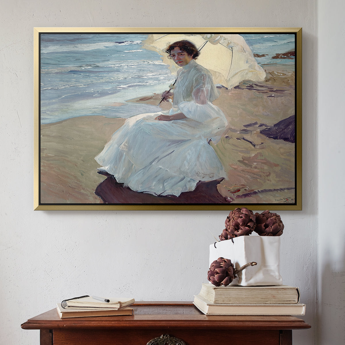 Clotilde on the Beach, 1904 - Floater Framed Canvas Print