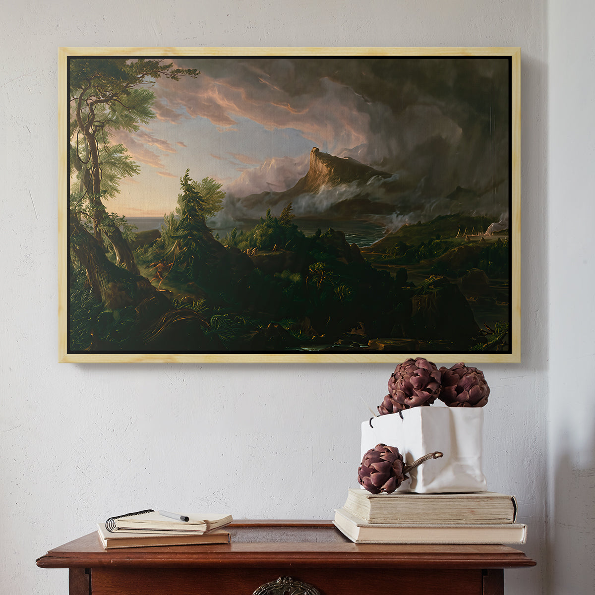 The Course of Empire: The Savage State, 1834 - Floater Framed Canvas Print