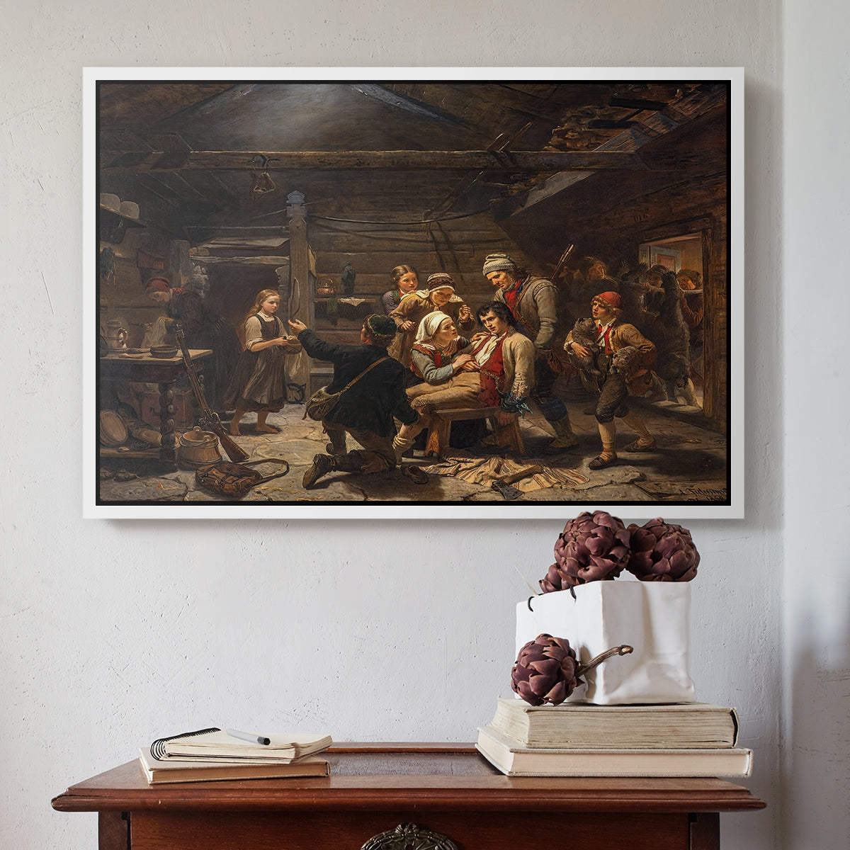 The Return of the Bear Hunter, 1856 - Floater Framed Canvas Print