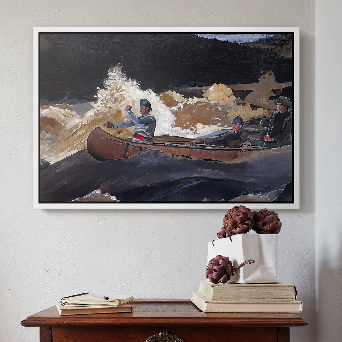Shooting the Rapids, Saguenay River, 1905-1910 - Floater Framed Canvas Print