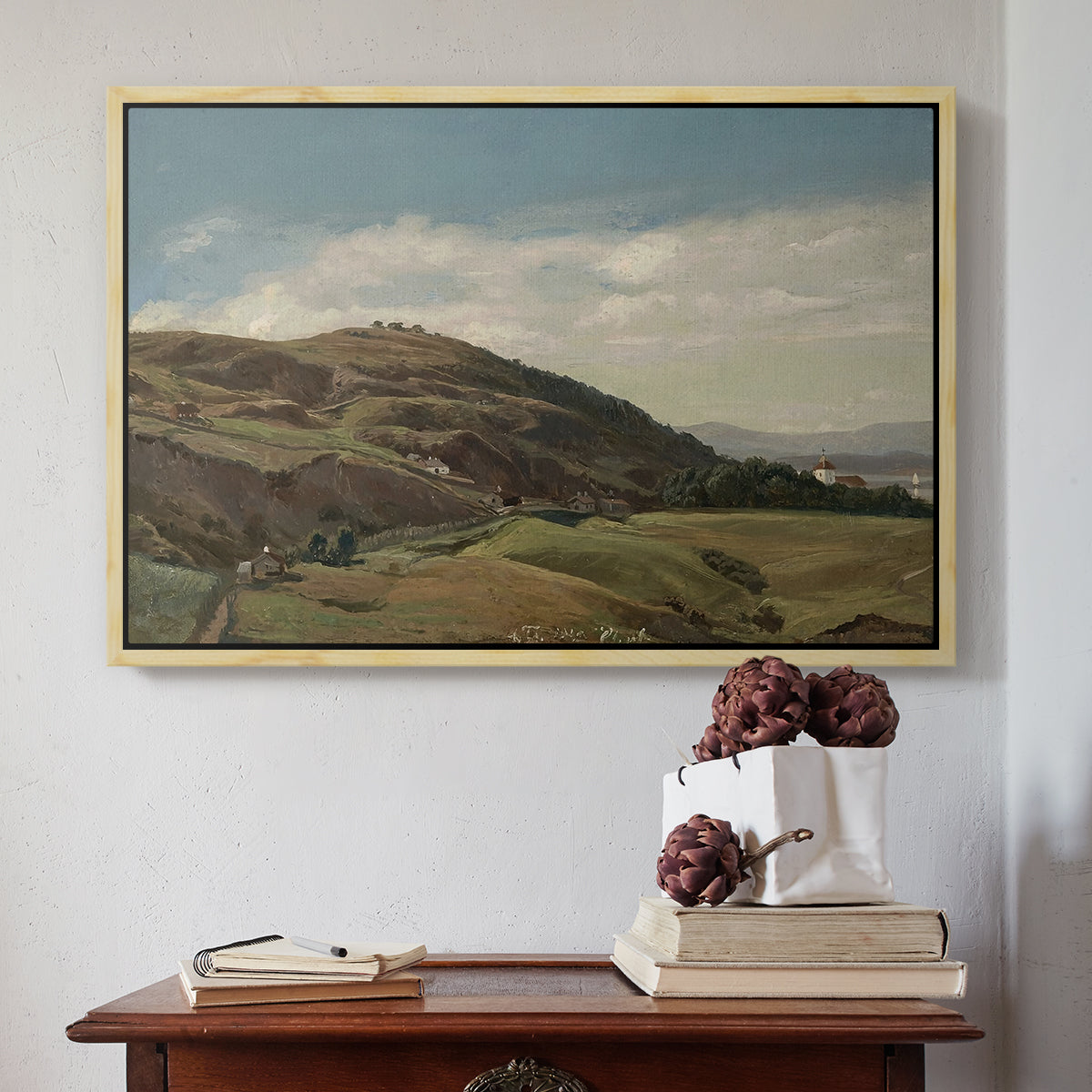 Ekeberg and Oslo Church, 1852 - Floater Framed Canvas Print