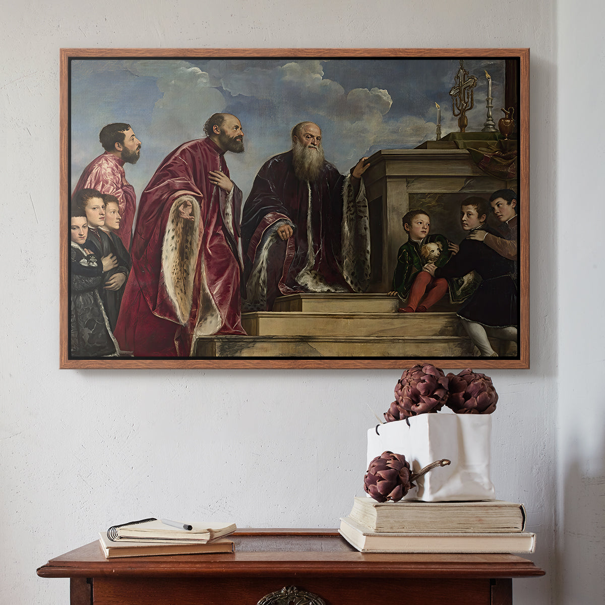 The Vendramin Family Venerating a Relic of the True Cross, c. 1540-1545 - Floater Framed Canvas Print
