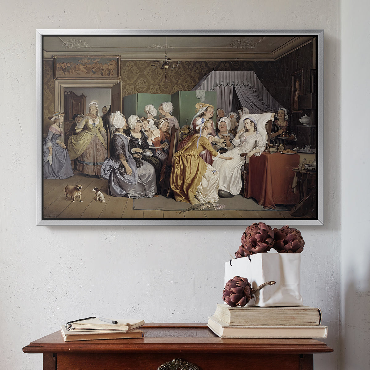 The Maternity Room (Scene from "Barselstuen"), 1845 - Floater Framed Canvas Print