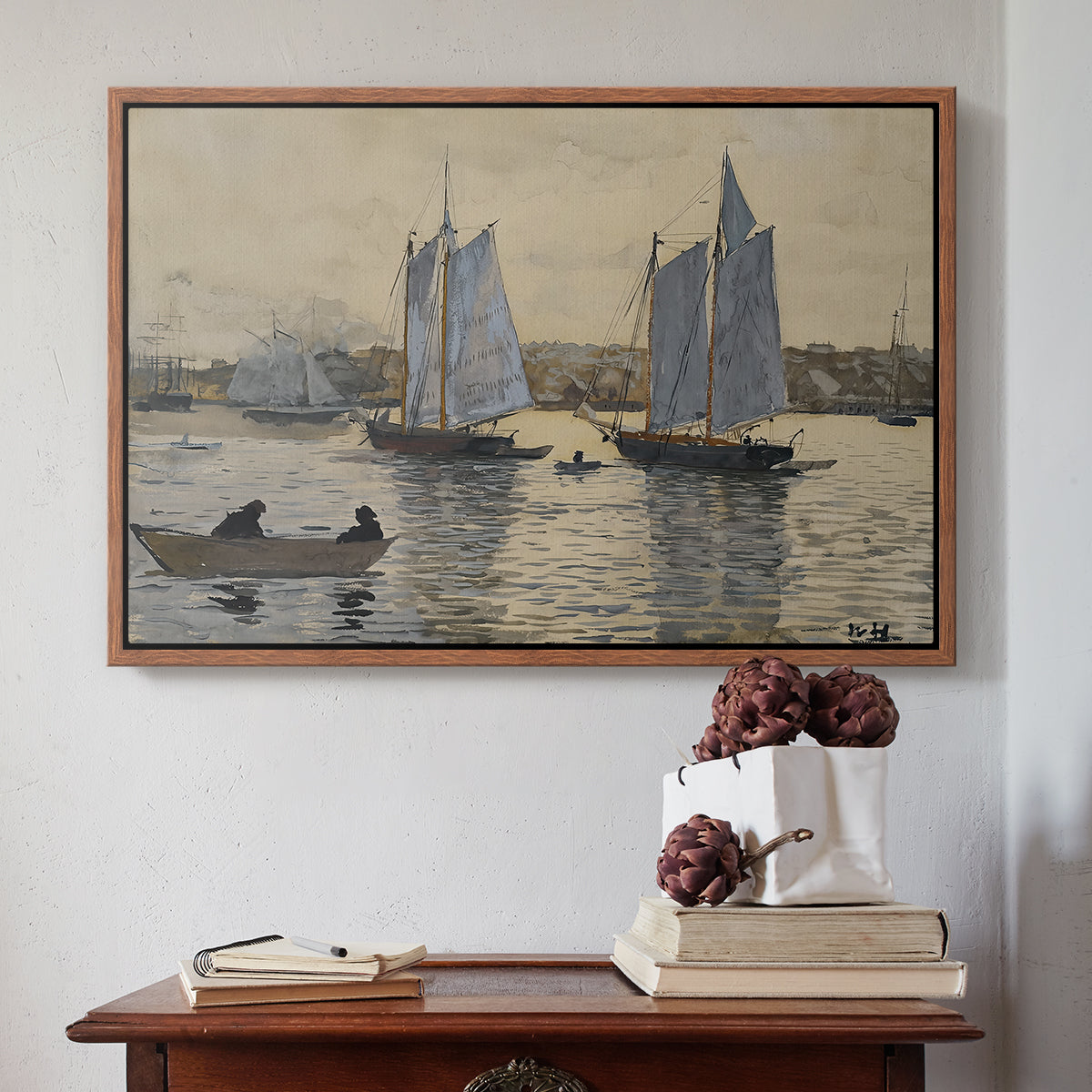 Two Schooners, Gloucester, c. 1880 - Floater Framed Canvas Print