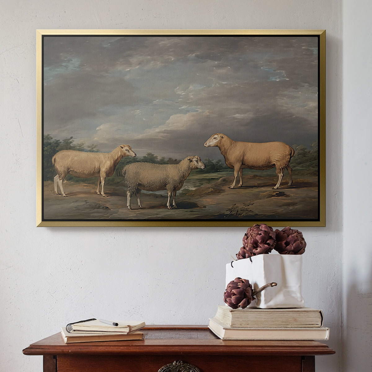 Ryelands Sheep, the King's Ram, the King's Ewe and Lord Somerville's Wether, c. 1801-1807 - Floater Framed Canvas Print