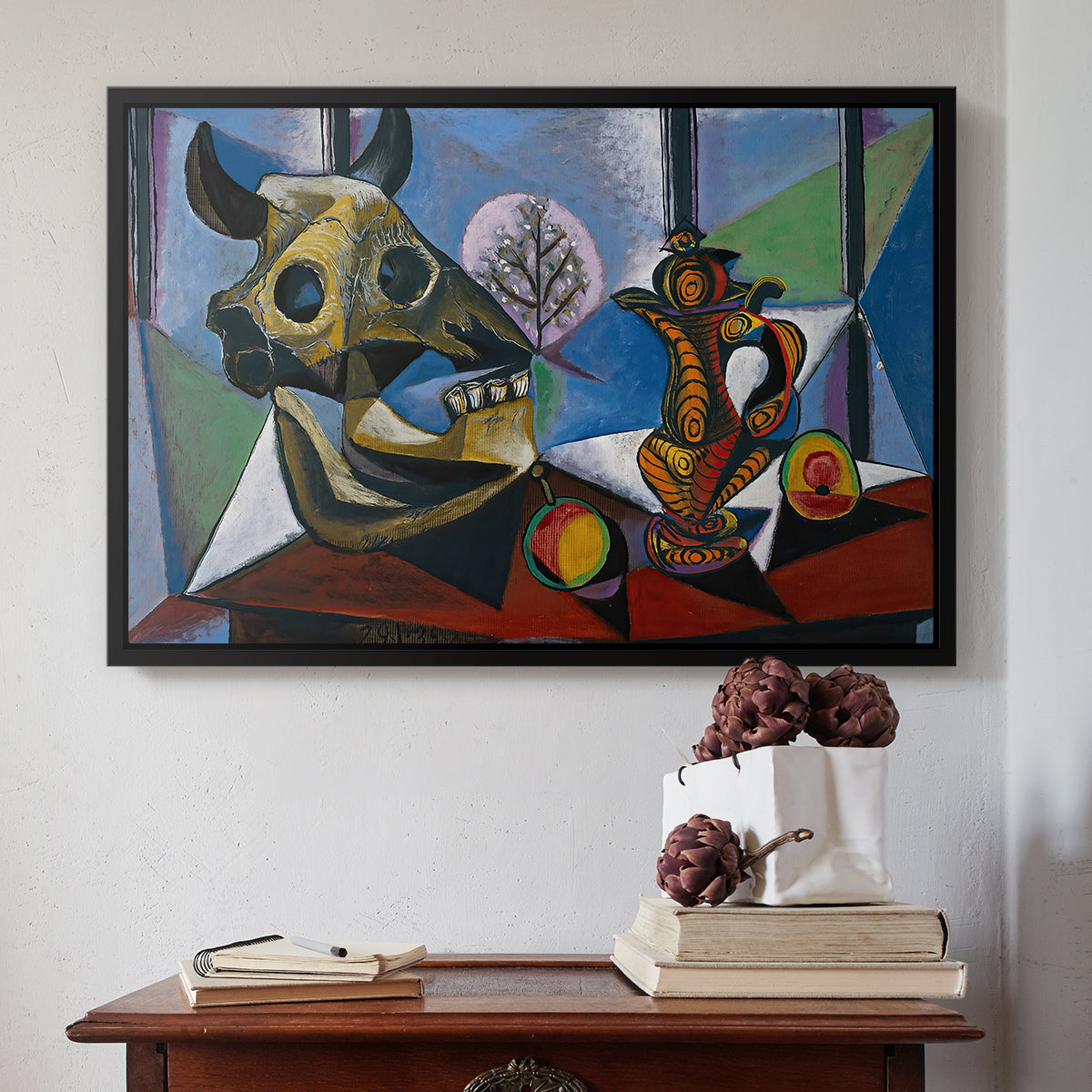 Still Life with Bull's Skull, 1939 - Floater Framed Canvas Print