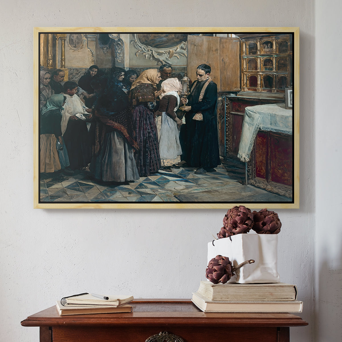 Kissing the Relic, 1893 - Floater Framed Canvas Print