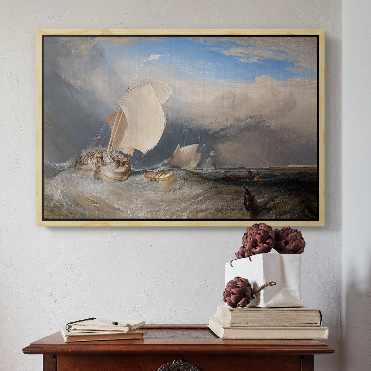 Fishing Boats with Hucksters Bargaining for Fish, 1837-1838 - Floater Framed Canvas Print