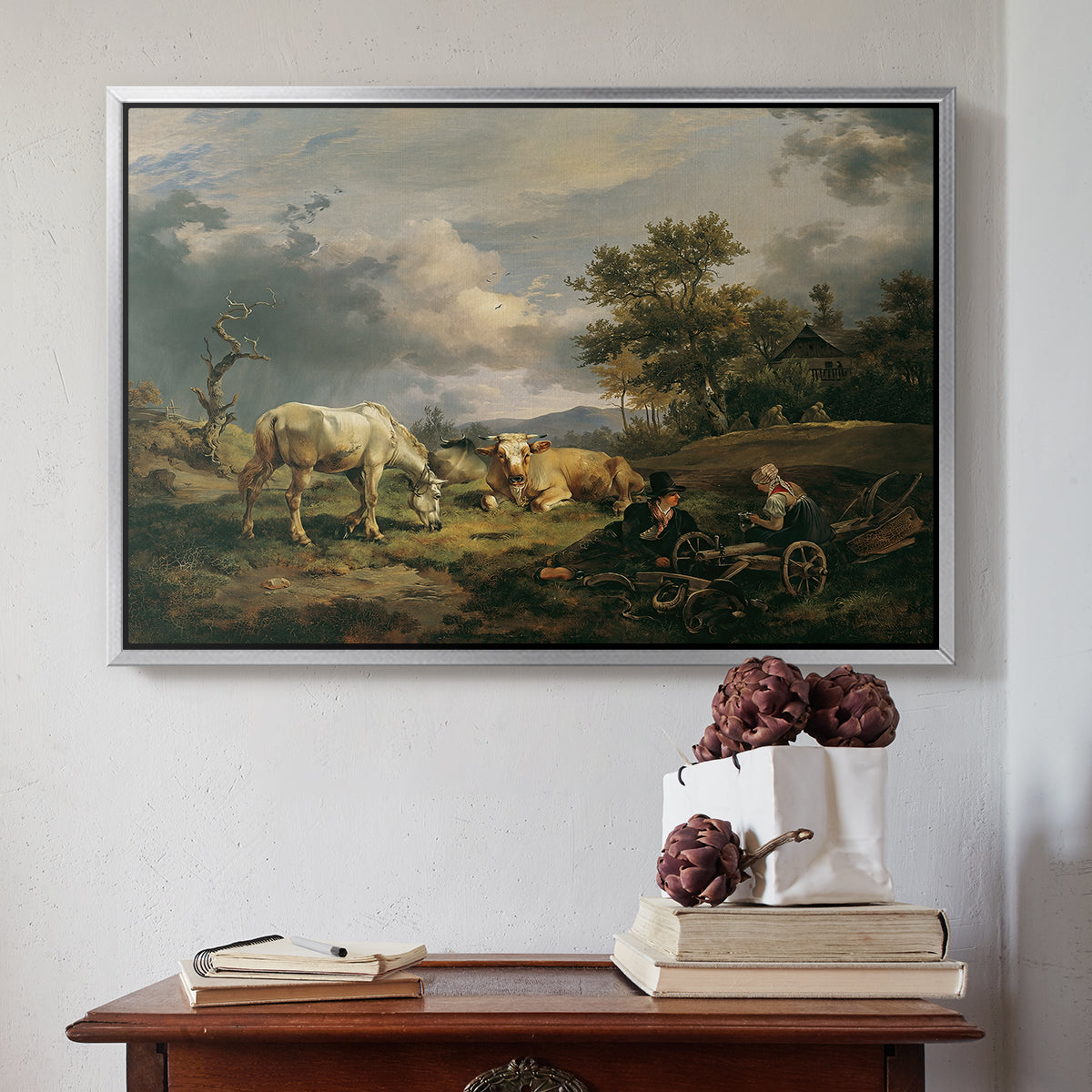 Young Peasant Couple Resting in the Field, 1829 - Floater Framed Canvas Print
