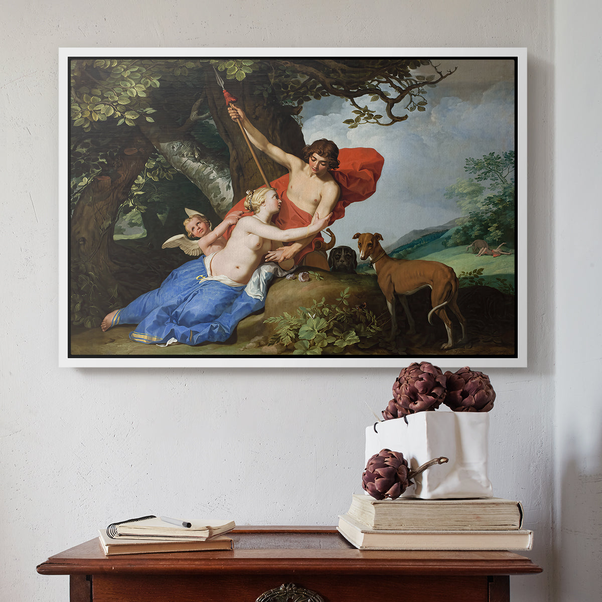 Venus and Adonis, 1632 - Floater Framed Canvas Print