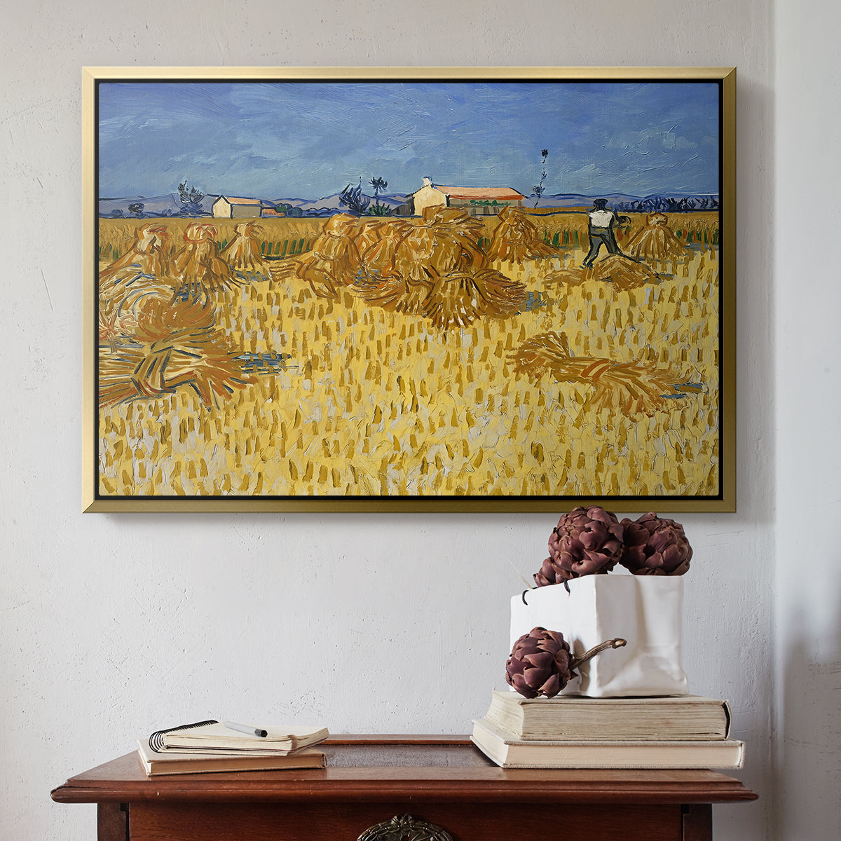 Wheat Field with Sheaves (Harvest in Provence), 1888 - Floater Framed Canvas Print