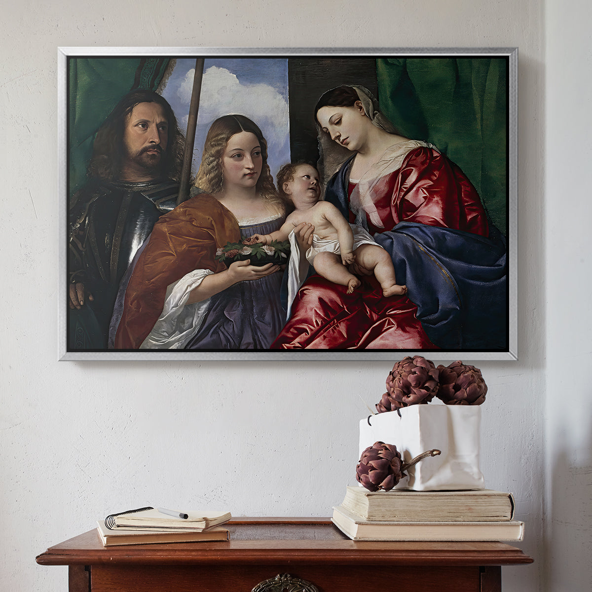 Madonna and Child with Saints Dorothy and George, c. 1516 - Floater Framed Canvas Print